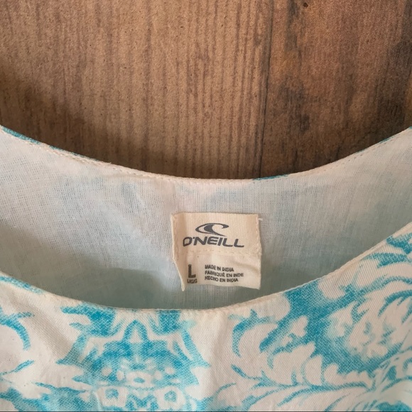 Womens L O’Neill Blue & White Flowy Tiered Tank - Picture 4 of 6